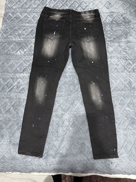Blugi Black Distressed & Purple Details – Mărimea 36 – Stare impecabilă