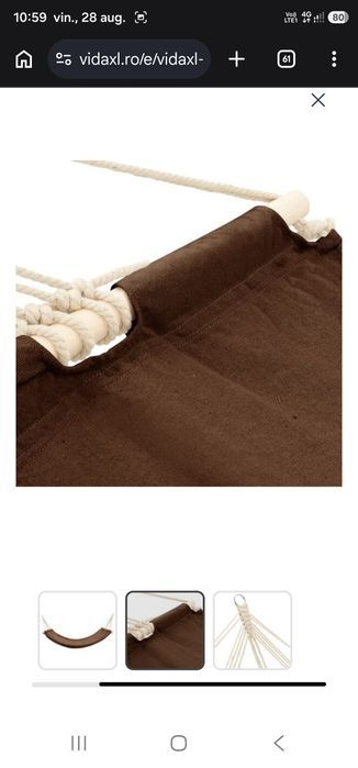 Hamac cu bare, 210 x 150 cm, maro