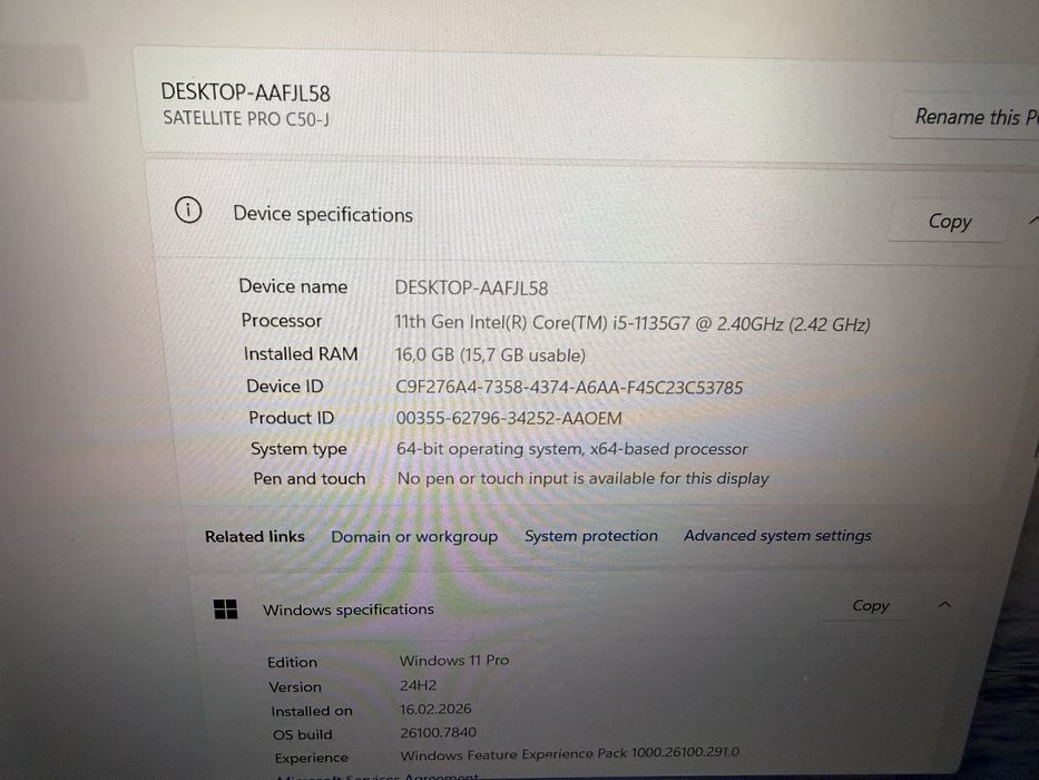 Toshiba Dynabook i5 Gen 11 / 16 Gb DDR4/ Nvme 256/ 15.6”/ Baterie 5h