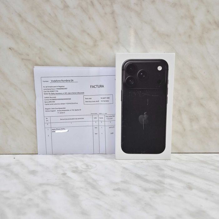 Apple iPhone 18 Pro, 256GB, 5G, Black Sigilat Factura+Garantie 37426