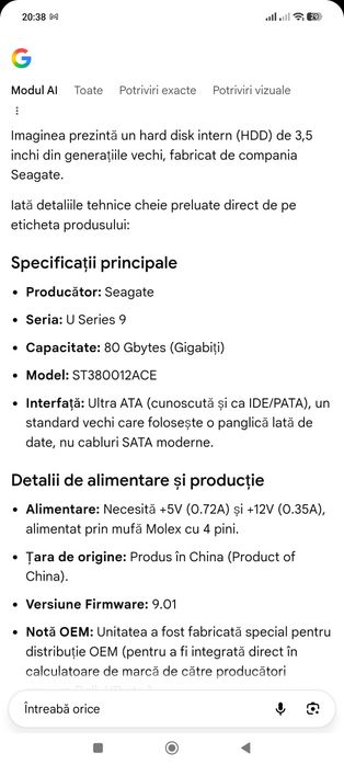 Hard disk intern Seagate u series 9 80 gygabytes