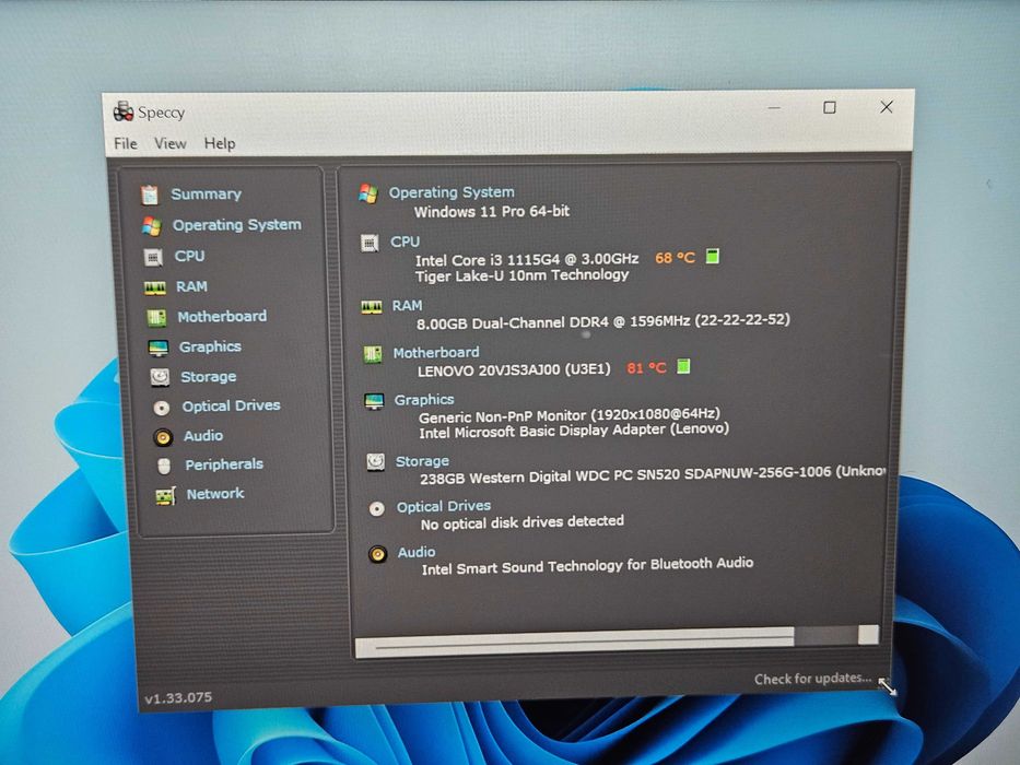 laptop 13.3" lenovo thinkpad L13 intel core i3 1115G4 8 gb ram ssd 256 gb - bateria defecta