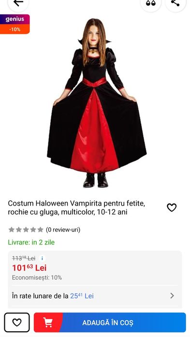 Costum Halloween vampir 6ani + bentita pălărie decorativa