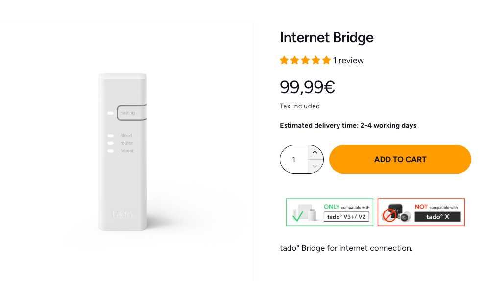 Tado Internet Bridge – compatibil V3+ / V2