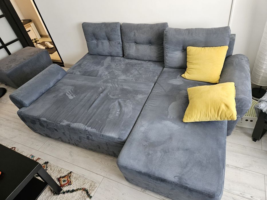 Canapea extensibilă / colțar cu șezlong + taburet – Mobexpert