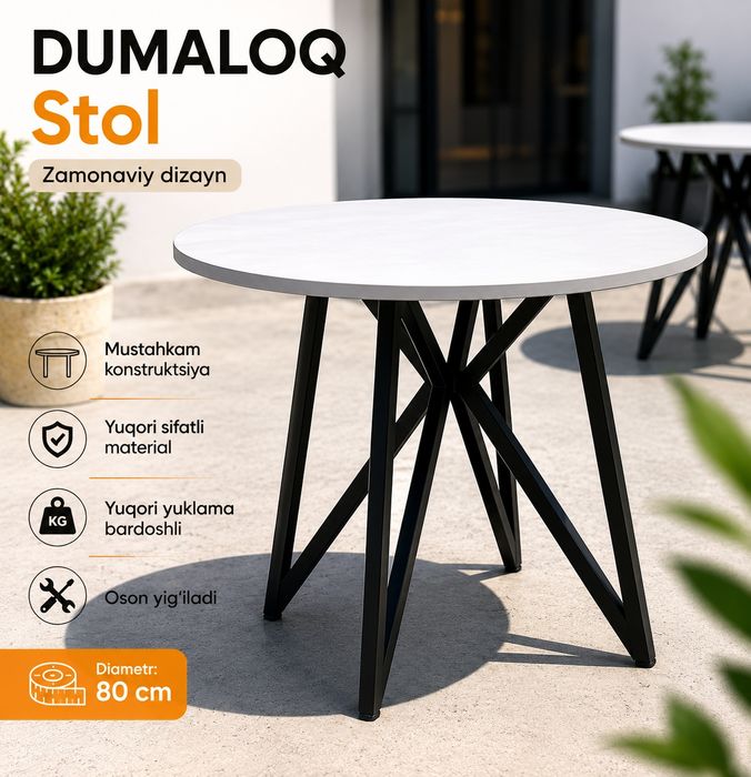 loft uslubidagi krugli stol