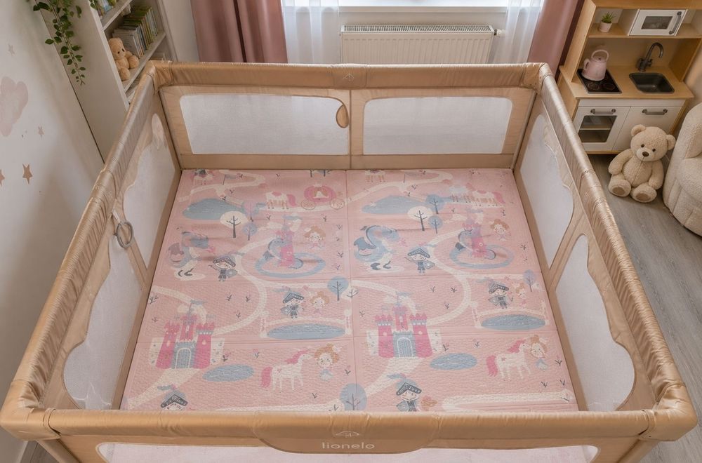 Țarc Lionelo Willow + Covoraș educațional pliabil – set complet, stare impecabilă