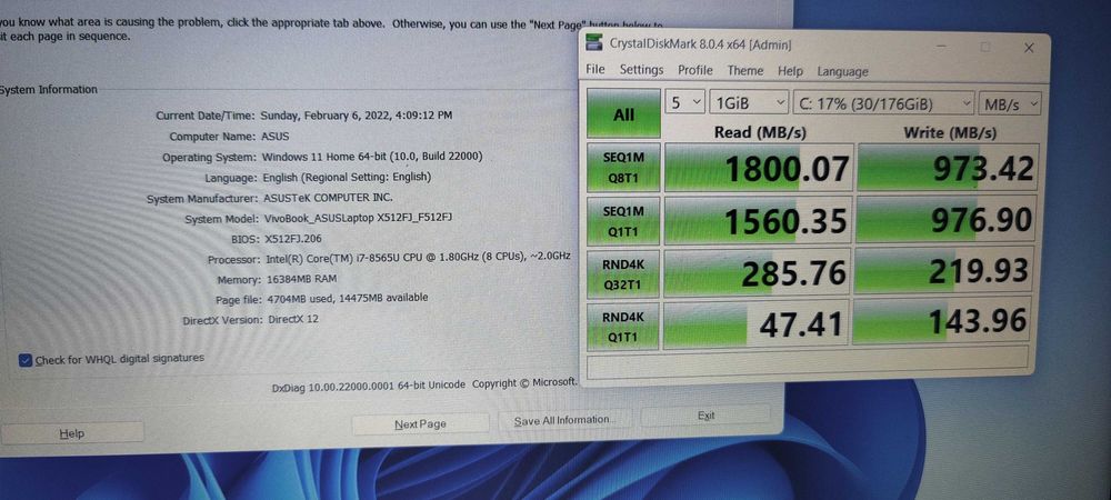 Laptop ASUS VivoBook 15 i7-8565U 4.60GHz  16GB+512GB nvme + Video 2GB