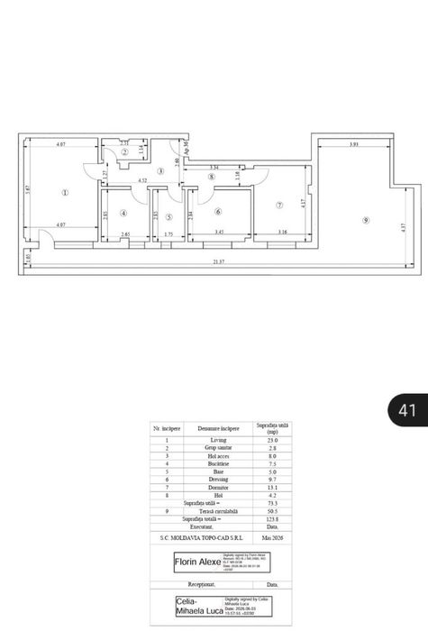 Penthouse 3 camere, 2 bai, 124 mp, etaj 3, BLOC NOU, Platou Galata