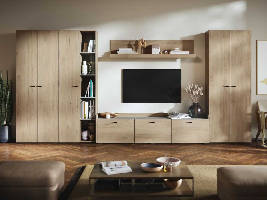 Living Silensia C2 DUO – Mobila sufragerie aspect lemn / bej