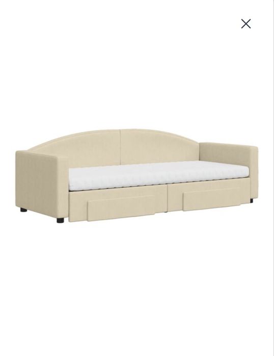 vidaXL Pat de zi cu extensie și sertare, crem, 80x200 cm, textil, pret negociabil