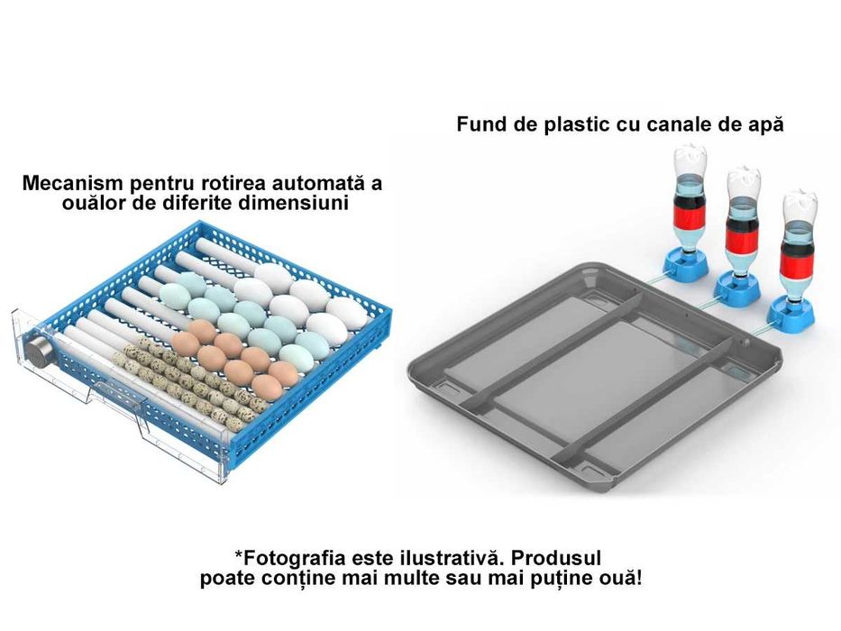 Incubator automat 128 ouă – control temperatură/umiditate, pentru pui, rață, prepeliță