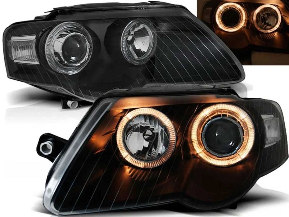 фарове VW Пасат Б6 рингове Angle eyes Pasat Passat B6 Тъмни черни Нови