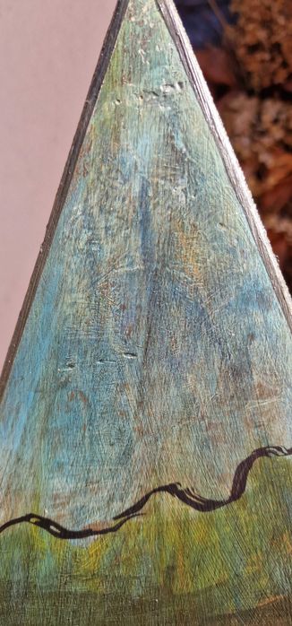 Tablou decorativ modern pe lemn cu motive tribale 10
