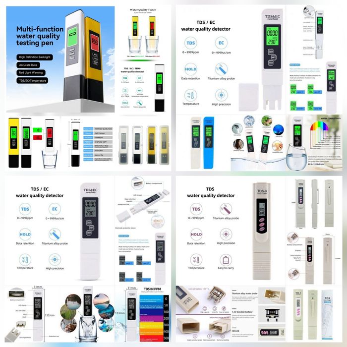 TDS метр, PH метр ва Электролизер — Сув тозалигини ўлчаш (Оптом/Доно)