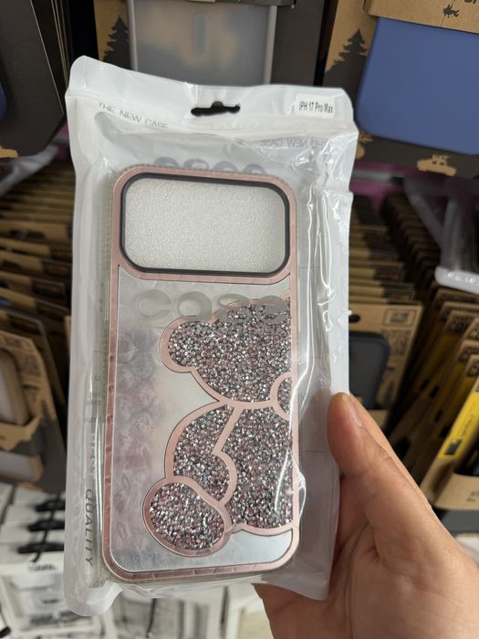 iPhone 17 Pro,iPhone 17 Pro Max Tedy Bear блестящ огледален кейс