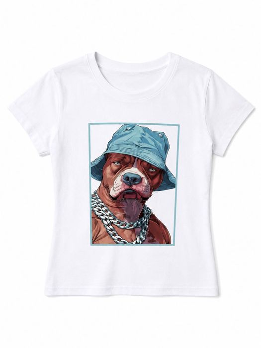 Дамска тениска Urban Dog Style – бяла и черна streetwear визия