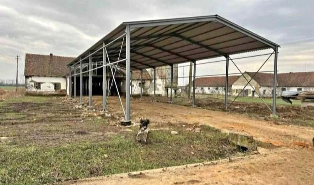 Structură metalică solidă pentru adăpost de mașini sau depozitare, la