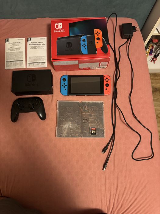 Nintendo switch+pro cntroler+card micro sd  265gb