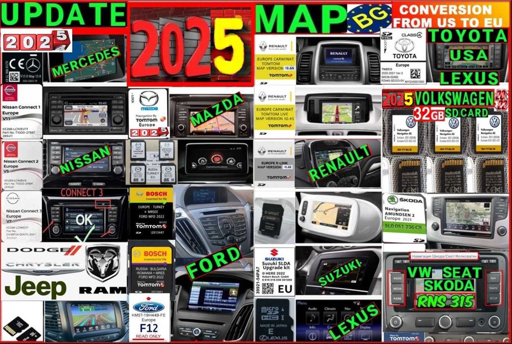 SD карта, камери, навигационни карти навигация 2026 27 България Европа