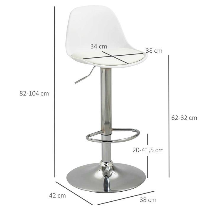 HOMCOM Комплект от 2 бар стола, въртящи се столове с облегалка