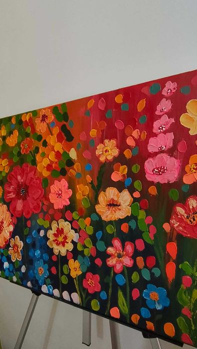 "Grădină înflorită” Tablou original, lucrat impasto