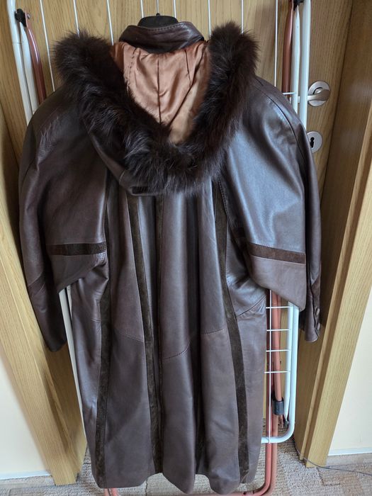 Haina de dama din piele naturala  maro