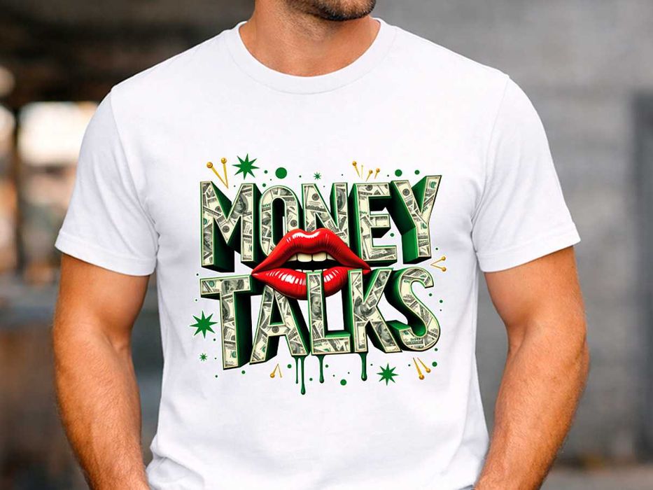Мъжка бяла тениска „Money talks“