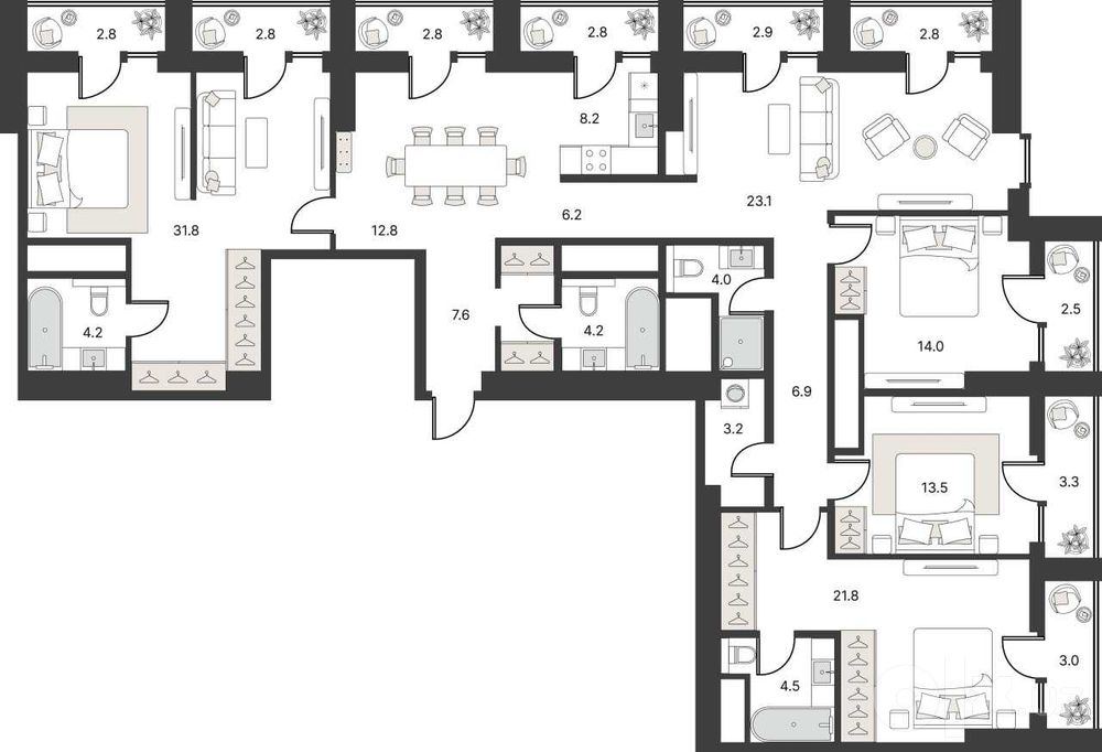 СРОЧНО ПРОДАЁТСЯ 7ком Penthouse квартира на ЖК CENTER ONE 179.9м2