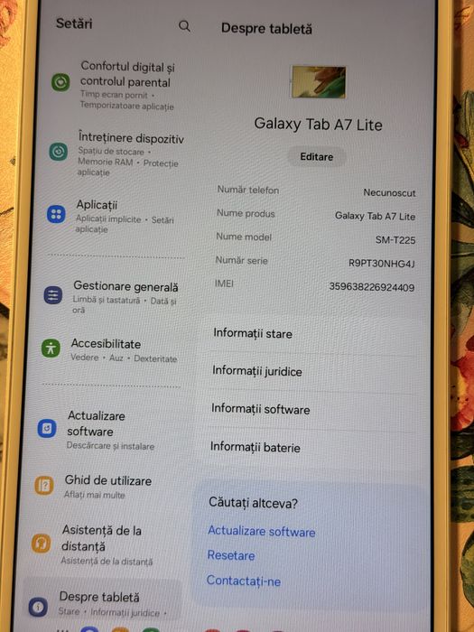 Samsung Galaxy Tab A7 Lite LTE SIM + SD, 32GB – stare foarte bună