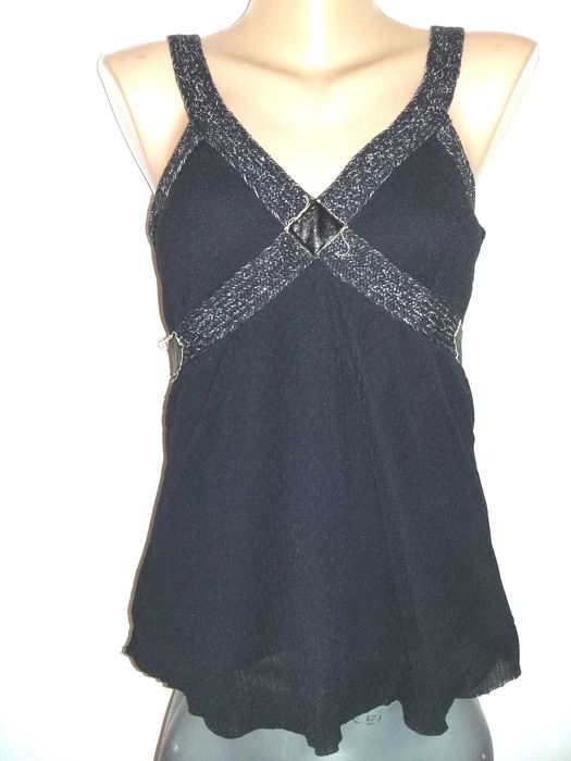 Maieu Hippie IN broderii florale colorate Top negru voal sclipici