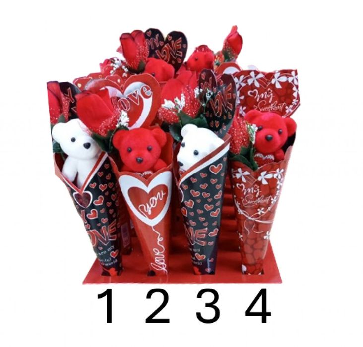 Букет за Свети Валентин Плюшено мече и роза