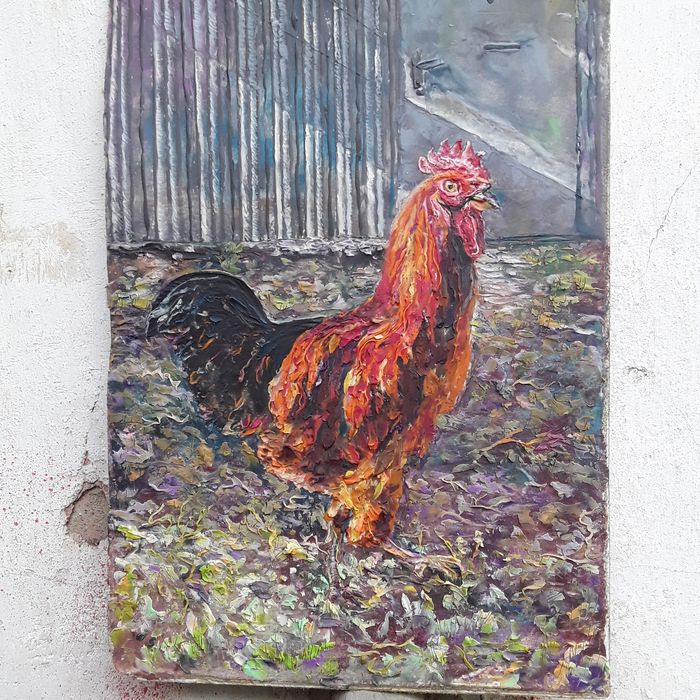 Пластилинография по картонному основанию.