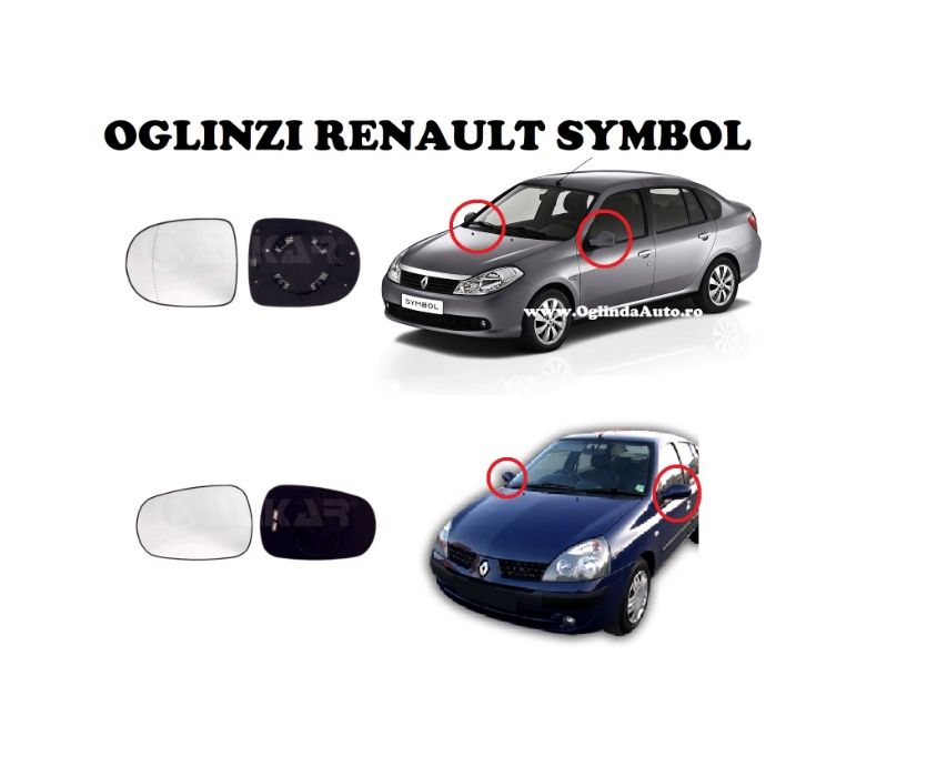Oglinda RENAULT SYMBOL geam sticla oglinzi stanga dreapta clio MONTAJ
