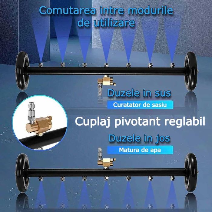 Dispozitiv spalare sub autovehicule cu 7 duze cu functie dubla