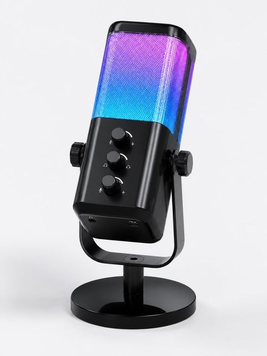 Mikrafon Kompyuter uchun RGB yoritgichli, ovozni o‘chirish