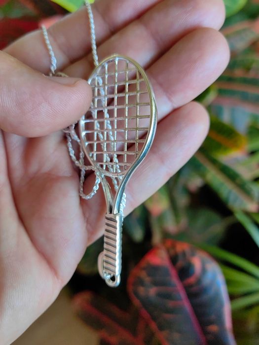Сребърно тенис колие, подарък за тенесист, подарък за треньор по тенис