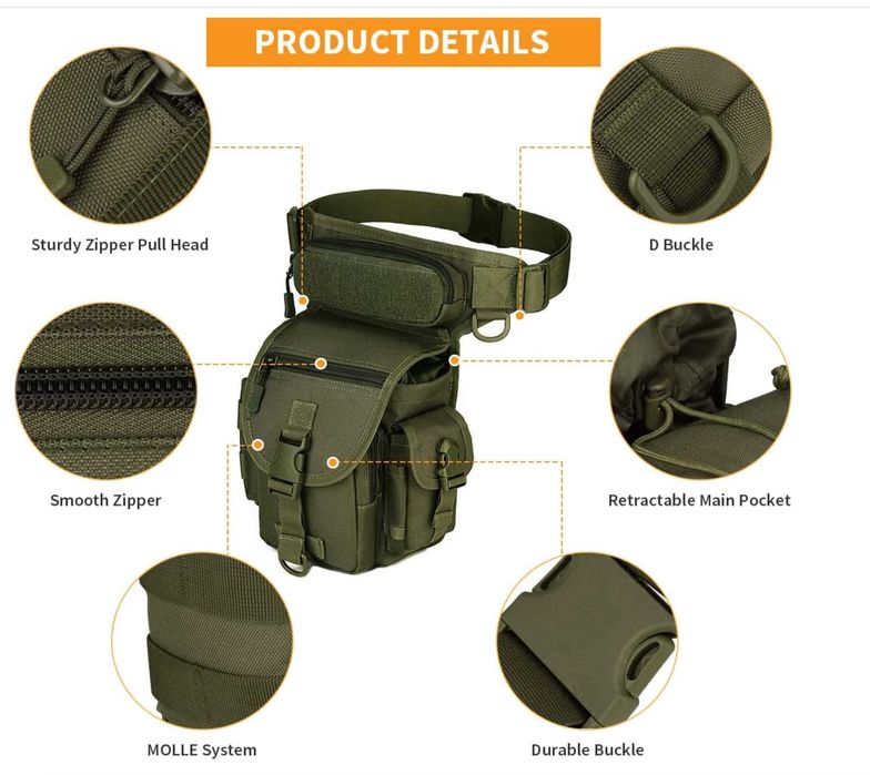 Geantă militară, Buzunare cu centură impermeabilă,