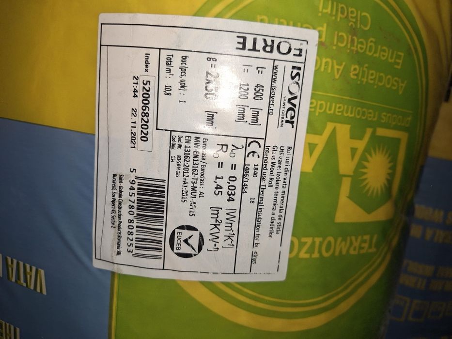 Vata minerală Ursa si Isover 9 baloti