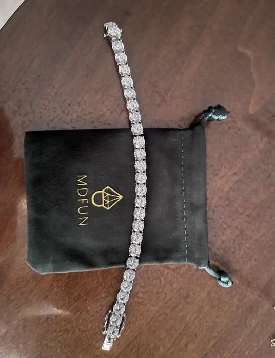 Bratara tenis placata cu aur alb 18k