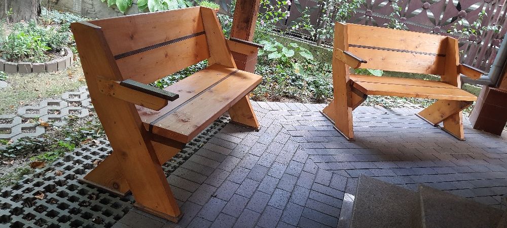 Set bănci din lemn de brad