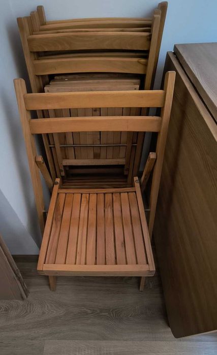 Masa lemn rabatabila + 5 scaune