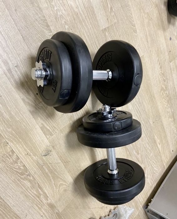 Gantere reglabile noi cu bari otel crom si piulite 20 kg-10+10=20 kg