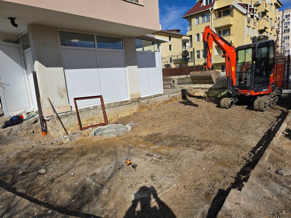 Работа с мини багер и самосвал с кран