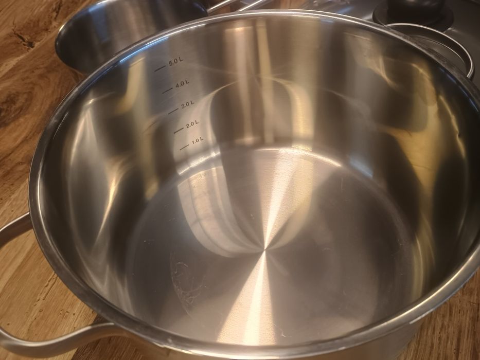 Set 4 oale ,Tigaie Tefal cu capac,oale mici cu mâner lung și oala 5 litri noua ,inox ,inducție