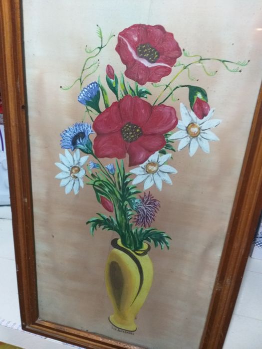 Tablou Pictat Pe Panza Model Floral Con Manual