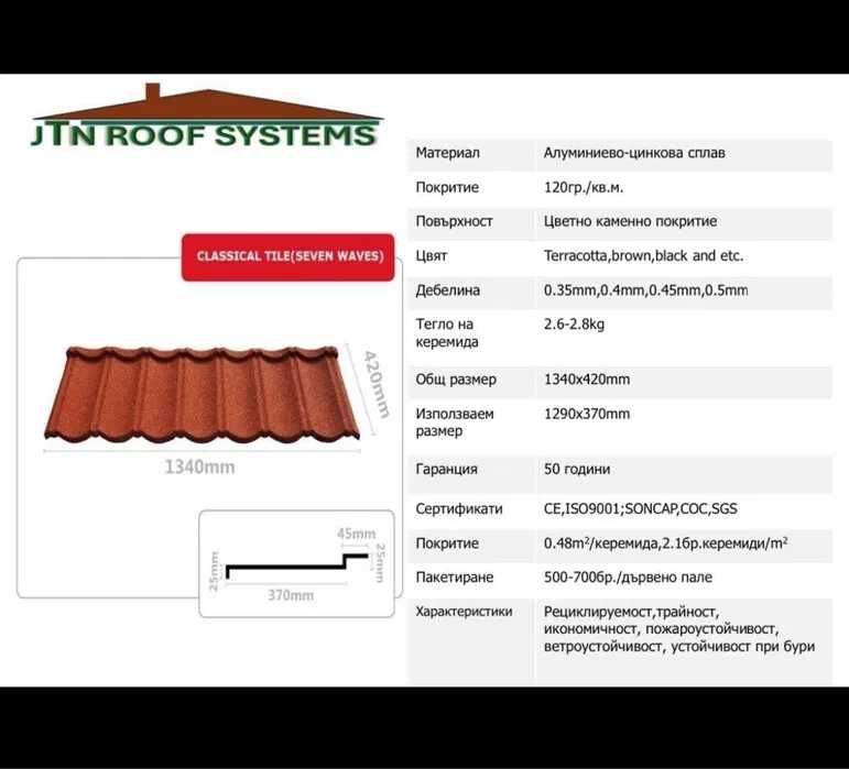 Метални керемиди с каменна посипка