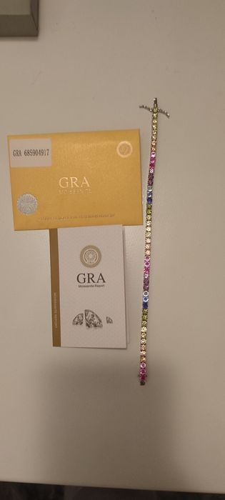 Bratara argint 925  tenis  multicolor moissanite noua unisex 21 cm