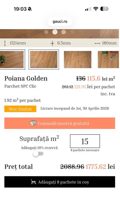 Parchet SPC Gauci Poiana Golden 15 m2