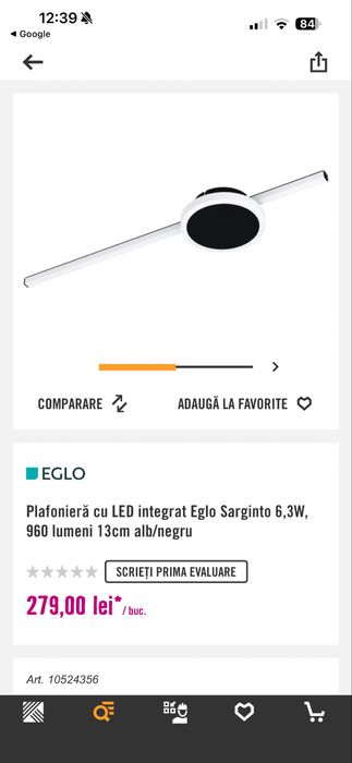 Plafoniera cu  led 6.3W, 960 lumeni